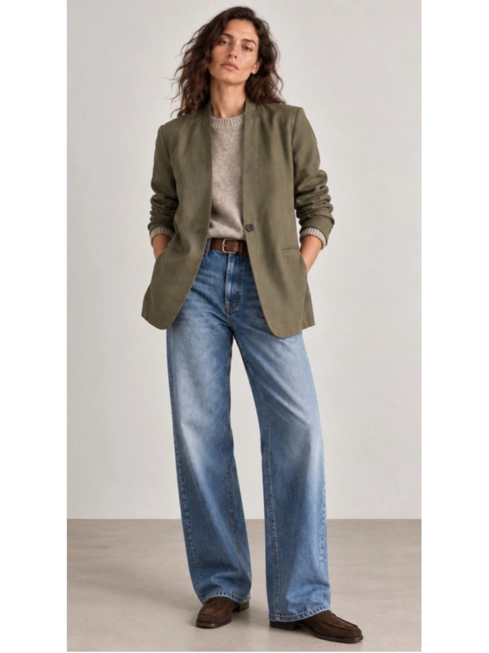 NEW Alex Mill Janine Blazer In Twill Green Jacket Womens Size M $295